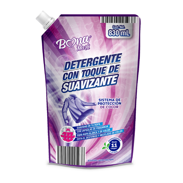 Detergente de Ropa con Toque de Suavizante BONAMARK 830 ml