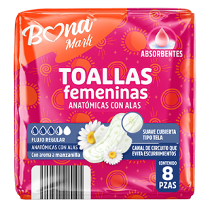 Toallas Femeninas Desechables Regular BONAMARK 8 piezas